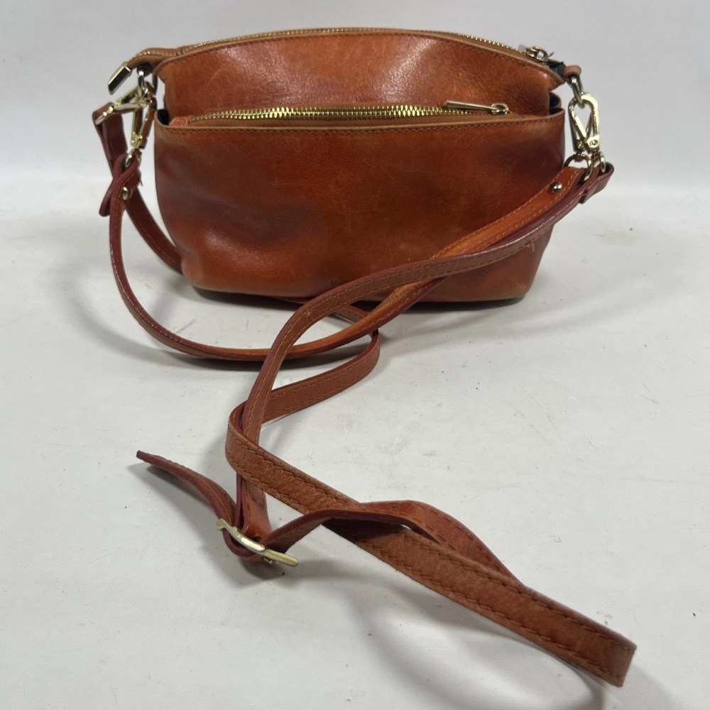 Divina Firenze Italy Lilia Orange Genuine Leather Crossbody Purse - Picture 7 of 7